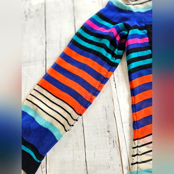 Bisou Bisou Bold Bright Colorful Striped Chiffon Sheer Button up Blouse Top - Picture 9 of 13